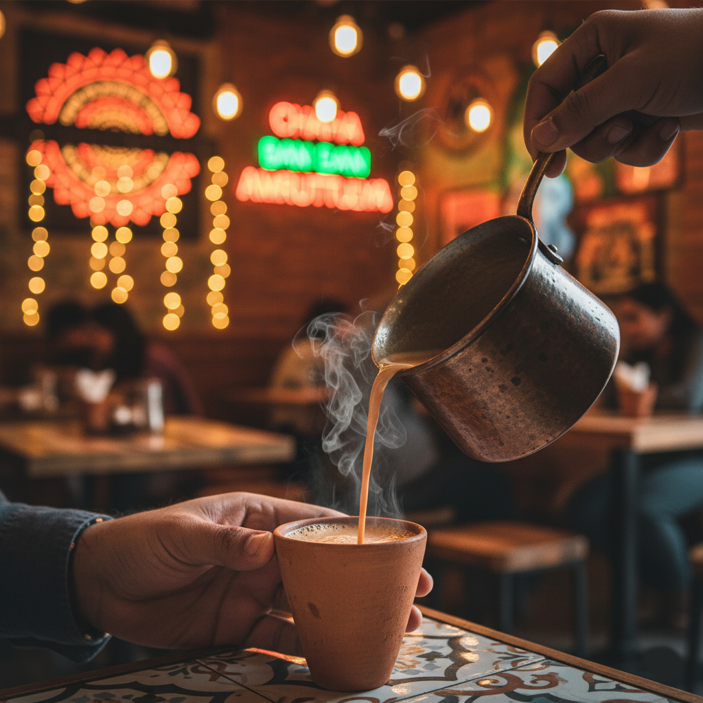 Interior of Chaha Bun Amruttulya Cafe showing tea and buns